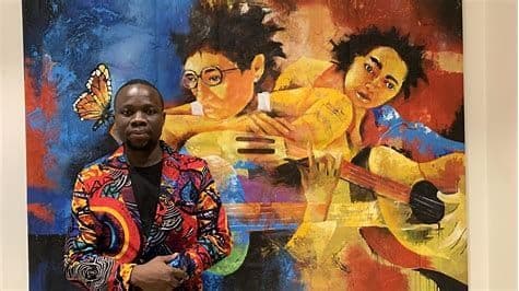 O diálogo entre gerações e expressões artísticas – tradição e contemporaneidade unidas pelas mãos criadoras de Reinata Sadimba e Sebastião Coana.